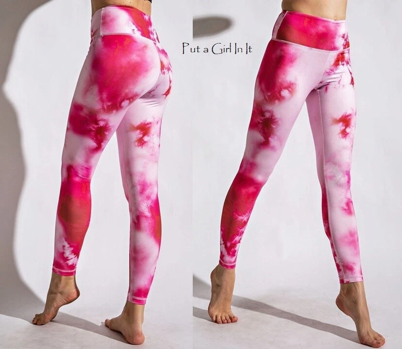 全新 加大码 女式 蓝色 粉色 灰色 领带 DYE 微纤维 紧身裤 裤子 1X 2X 3X — 第 1/1 张图片