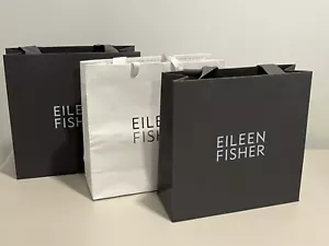 3PC Lot of Eileen Fisher Gift Bags Medium Gray & White Ribbo Straps Gifts Decor - Picture 1 of 6