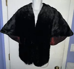 VTG Sheared Black Beaver Fur Cape Capelet Car Coat Topper Opera Formal 40s 50s - Picture 1 of 4