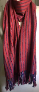 Himalaya Weavers Schal rot gestreift, 100% Wolle, natürliche Farbstoffe, Fair Trade - Bild 1 von 1