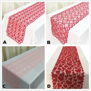 Valentine's Day Table Flag Decoration Red Knitted Love Table Flag 33x183 cm - Picture 1 of 11