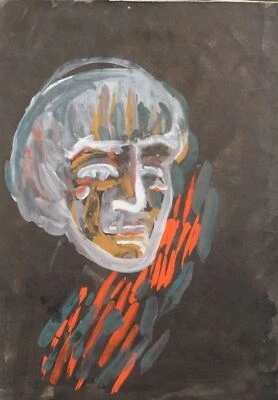 RETRATO PINTURA GOUACHE ABSTRACTA VINTAGE Foto 1 de 4