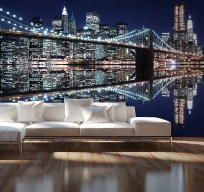 Papel Pintado Sala 320x230 cm Azul Cielo Nueva York Adolescente Dormitorio Arte Gigante Foto 1 de 4