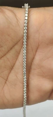 3Ct, F/VS Natural Round Diamond Tennis Bracelet In 18k White Gold - 8.30Grams - Image 1 of 4