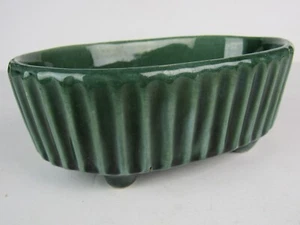 Vintage Hull Pottery F39 Green Oval Ribbed 7" Footed Planter - Picture 1 of 8