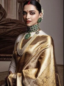 Blusa sari de seda nupcial de diseñador Sari Bollywood ropa de fiesta del sur de la India sari  - Imagen 1 de 6
