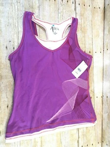 ATTIVO TANK TOP Wm's L BUILT IN BRA ABSTRACT PURPLE ORANGE RED PINK $34 💗NWT💗 - Picture 1 of 7