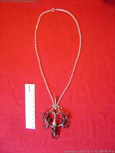 Alchemy Gothic necklace P213 Draconis Maleficarum with red gem - Foto 1 di 3