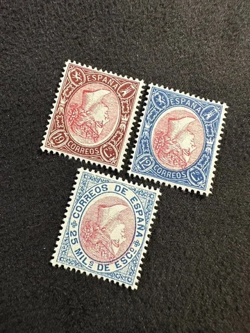 SPAIN 1865-1867 Isabella Inverted Edifil 76-77-95 MNH Reproduction Stamp sv Cover