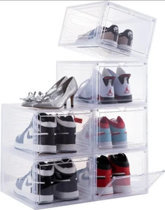 Caja de zapatos de acrílico premium zapatilla vitrina puerta magnética apilable - Imagen 1 de 6
