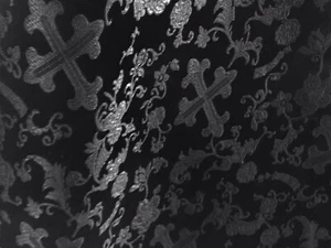 Black Cross Metallic Brocade Fabric 45” Width Sold By The Yard - Picture 1 of 3