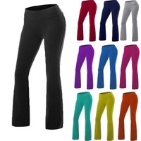 Women Boot-Cut Yoga Pant High Waist Booty Flare Legging Wide Leg Long Trouser