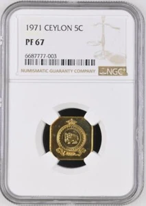 Ceylon 5 Cents 1971 NGC PF 67 - Picture 1 of 2
