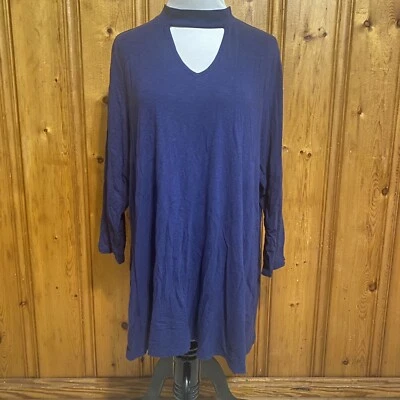 New Direction Mujer Azul Manga Larga Pullover Camisa Gargantilla Cuello Talla 2X Foto 1 de 4