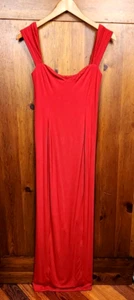 Oh Polly Kleid Damen 8 Rot Maxi Stretch Jersey Sexy Party Herzausschnitt Schlitz - Bild 1 von 17