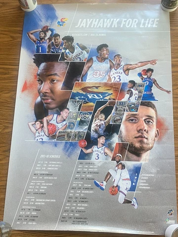 KANSAS JAYHAWKS BASKETBALL FULL SIZE POSTER 2017-18 Team Devonte Graham Azubuike Cover