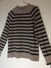 LOFT Womens M Long Sleeve Pullover Sweater Tan Gray Striped Mock Turtleneck