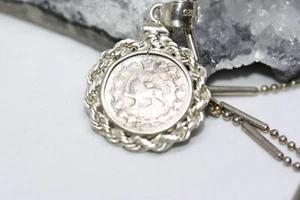 Collana Vintage Perse Persis Qajar Ordine Moneta Leone e Sole Argento 925 Ciondolo 16" - Foto 1 di 16