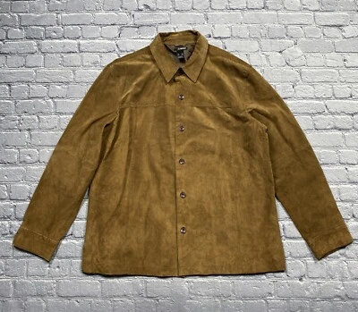 Chaqueta Claiborne Cuero Gamuza Suave Abotonada Para Hombre Talla XL Marrón Country Boho Foto 1 de 4