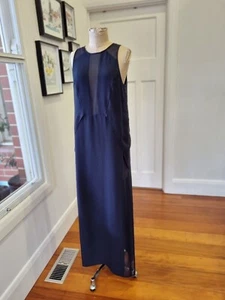 Sass & Bide size 8 " Silk Tales" Navy Blue silk floor length column dress - Picture 1 of 9