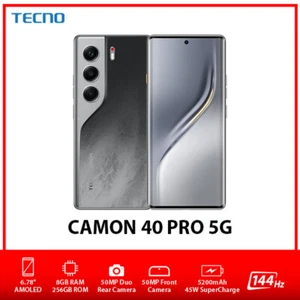 TECNO Camon 40 Pro 5G Dual SIM Unlocked Android Mobile Phone – Black/8GB+256GB - Picture 1 of 3