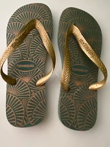 HAVAIANAS FLIP FLOPS GOLD WOMENS SIZE 9 - Picture 1 of 2