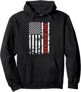 Milwaukee USA Black And White Flag Pullover Hoodie - Picture 1 of 8
