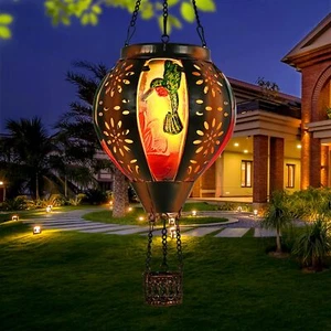 Hot Air Balloon Solar Lantern Hanging Outdoor Garden Lantern for Yard Patio - Picture 1 of 9