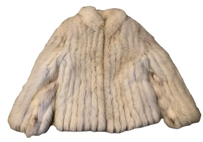 Abrigo De Colección Saga Fox Piel Real Azul FOX Talla M Blanco Plata Etiqueta Corea Foto 1 de 4