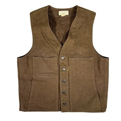 Vintage Filson Genuine Garment Wool Vest Brown Hunting Utility Outdoor Workwear - Image 1 of 4