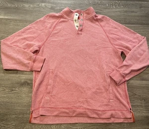 TOMMY BAHAMA Men's Cedar Springs Snap Mock Sweater Pink Sweatshirt Size Medium - Picture 1 of 15