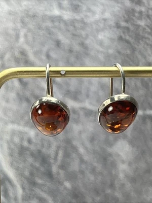 Natural Baltic Amber Earrings, Sterling Silver Wire Pierced dangle - Image 1 of 4