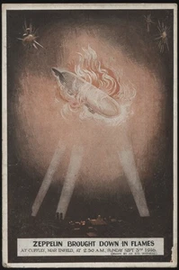 GB. Unused H.B. Series Postcard Zeppelin Brought Down in Flames Cuffley - Picture 1 of 2