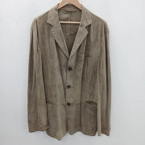 Armani Leather Jacket Size 54 Mens Grey Suede Smart Buttons RMF03-MS - Picture 1 of 6