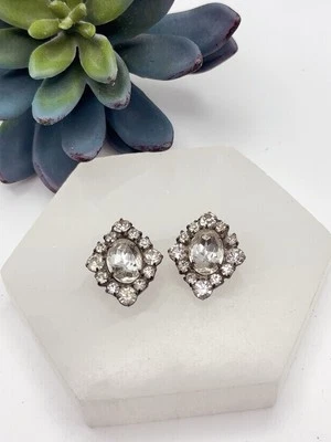 Vintage Bluette Clear Rhinestone Shoe Clips Made in France - Image 1 of 4