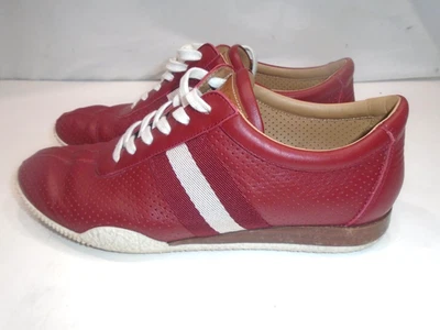 Bally Womens Francisca Striped Red Leather Sneakers Size EU 39 US  8.5 M - Image 1 of 4