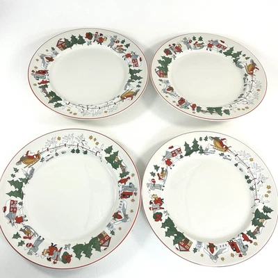 Cuthbertson Family Christmas Dinner Plates Set Of 4 Vintage 10” Holiday England - Image 1 of 4