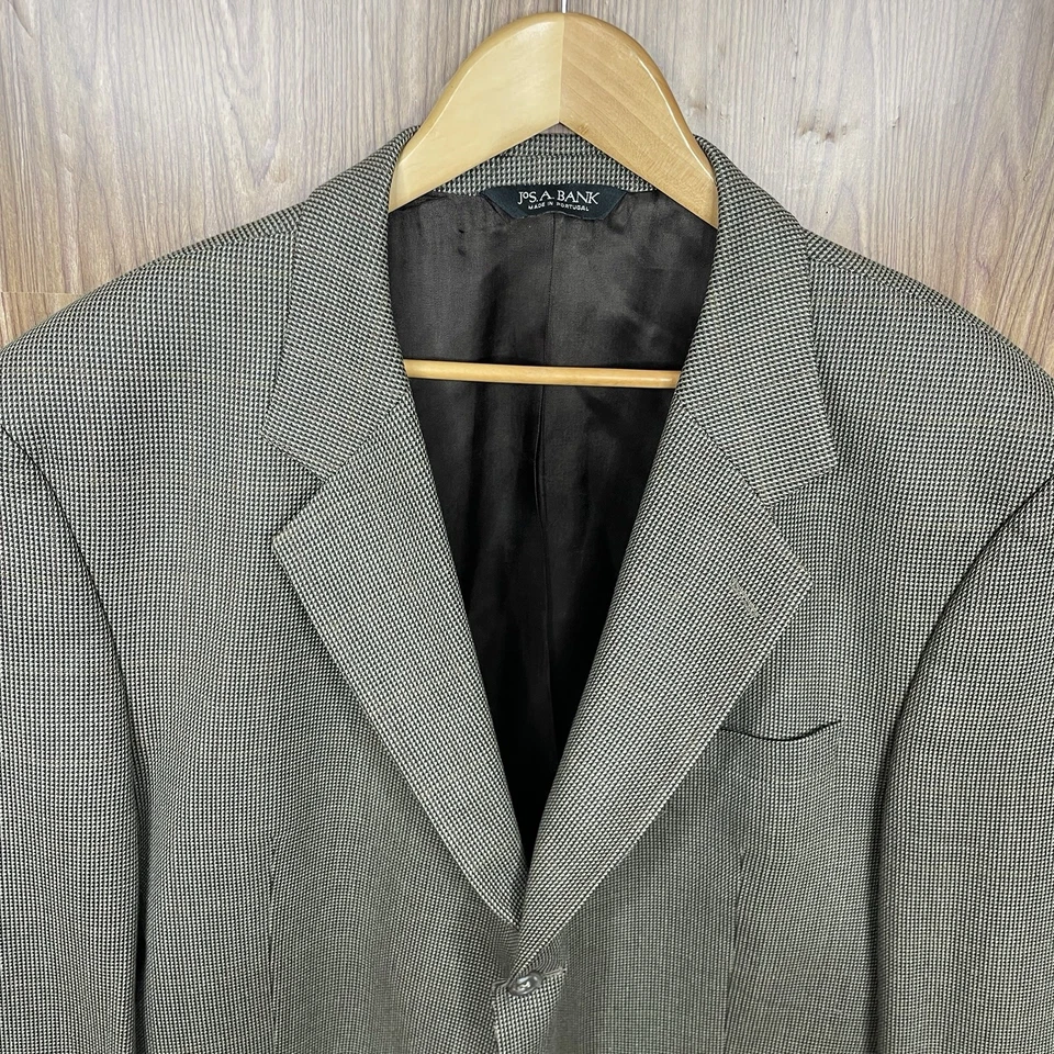 Jos A Bank Sport Coat Mens 48R Olive Green Multicolor Check Silk Three Buttons - Image 1 of 4