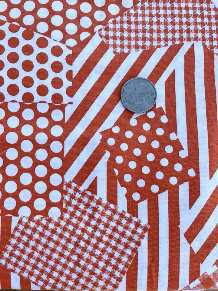 Orange Patches Cotton Fabric  44” X 1  1/2 yards - Image 1 of 1