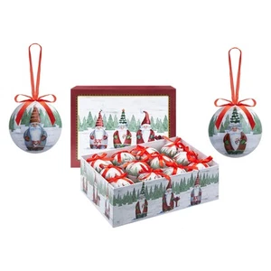 Christmas Bauble Decoration Hanging Tree 12 piece 7.5cm Bauble Set Santa Gonk - Picture 1 of 7