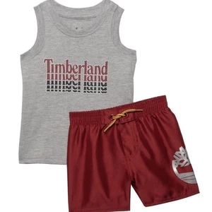 Set camicia e costume da bagno Timberland 12M bambino ragazzo muscoloso pantaloncini bambino senza maniche - Foto 1 di 5