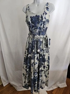 Vintage Outback Red Dress Women’s Size 4 Blue Floral Print Cotton Sleeveless - Picture 1 of 8