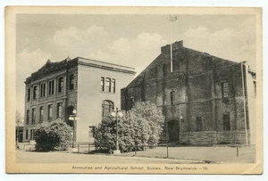 Sussex New Brunswick Armouries and Agricultural School Canada 1940s Postcard - Picture 1 of 2