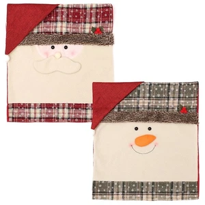 2 Pcs Christmas Chair Covers Santa Claus Snowman for Festive Dining Room - Picture 1 of 12