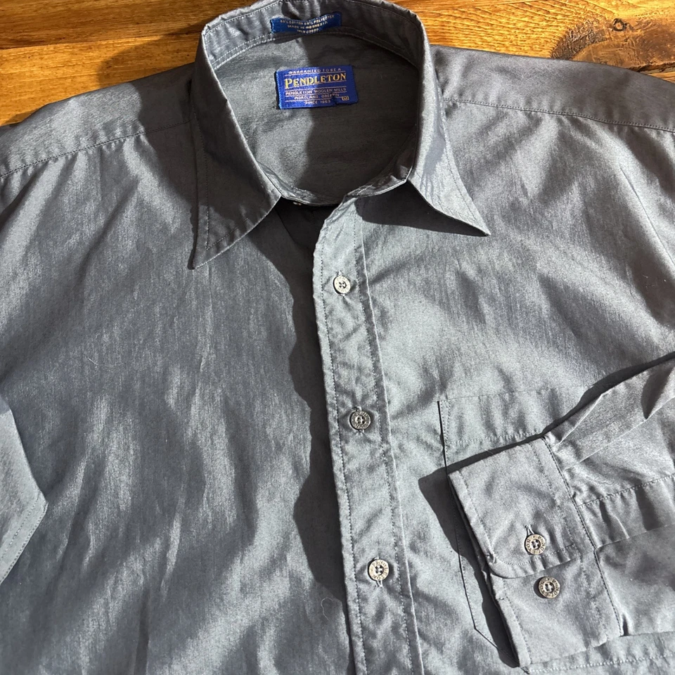 Pendleton Shirt Men's Medium Grey Button Front Western Casual Lightweight *SEE - Image 1 of 4