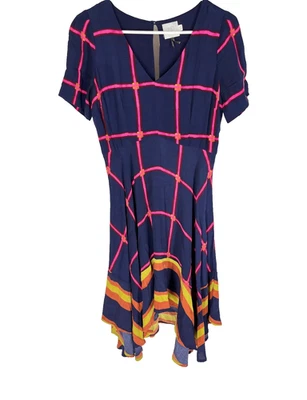 Vestido Anthropologie HD in Paris Pañuelo Ventana Azul Marino Rosa Mujer Talla 2 Foto 1 de 4