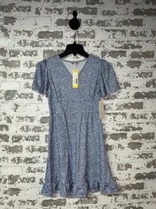 NWT! Social Academy Gladys Ruffle Hem Babydoll Dress Light Blue Size 12 - Picture 1 of 5