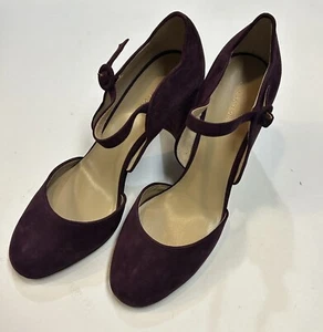 Ann Taylor NEW Women's 10M Alissa Suede Mary Jane Pump Heels Dark Burgundy - Picture 1 of 8