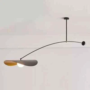 Mid Century Minimalist Chandelier Ceiling Light Myrna Style Brass Black Colour - Picture 1 of 7