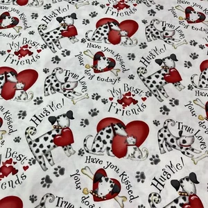 Cute To Boot Beth Logan For Robert Kaufman Fabric Valentine Dogs Cotton Fabric - Picture 1 of 7